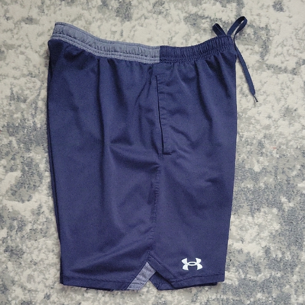 Under Armour Blue and Gray Athletic Shorts with Elastic Waistband